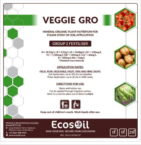 VeggieGro-mineraalvoeding se produketiket